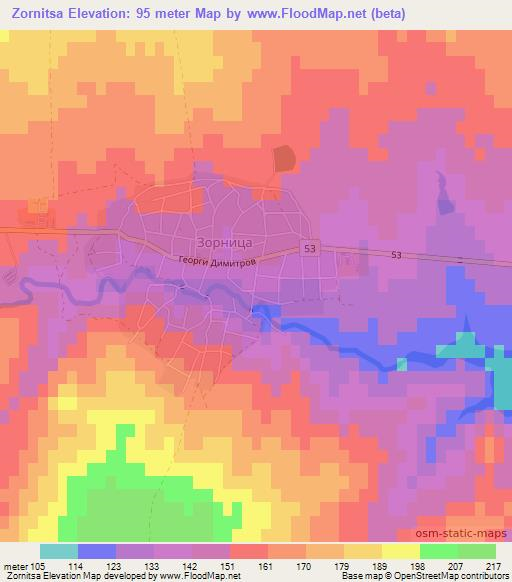 Zornitsa,Bulgaria Elevation Map