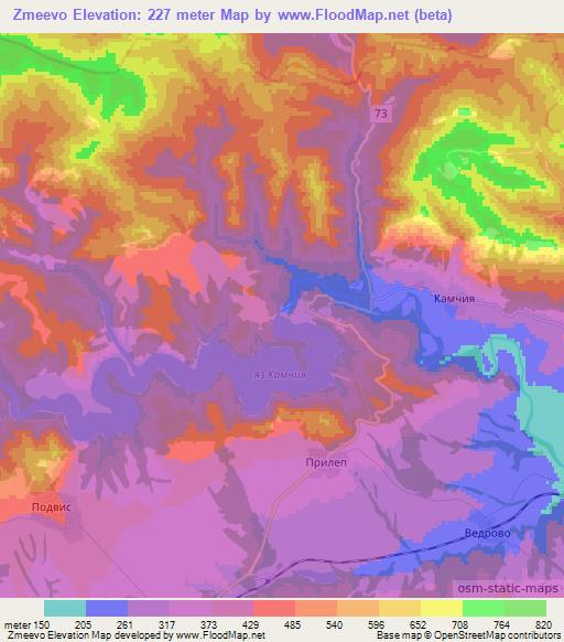 Zmeevo,Bulgaria Elevation Map