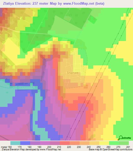 Zlatiya,Bulgaria Elevation Map