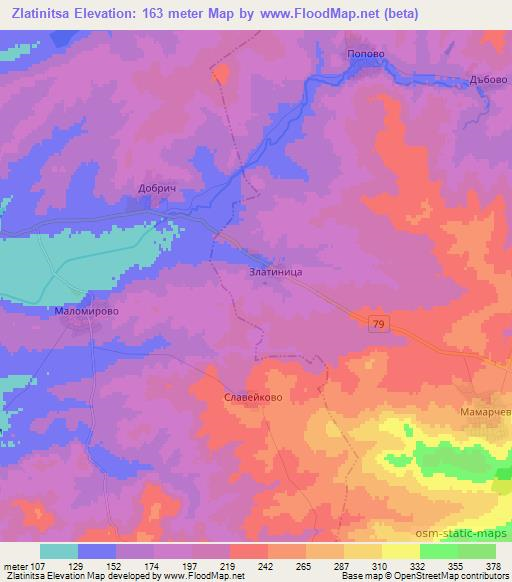 Zlatinitsa,Bulgaria Elevation Map