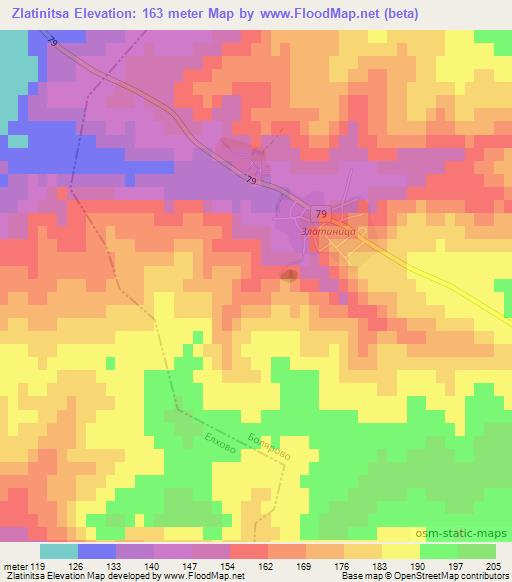 Zlatinitsa,Bulgaria Elevation Map