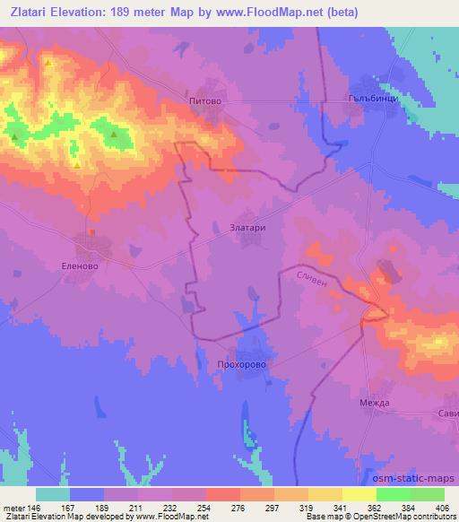 Zlatari,Bulgaria Elevation Map