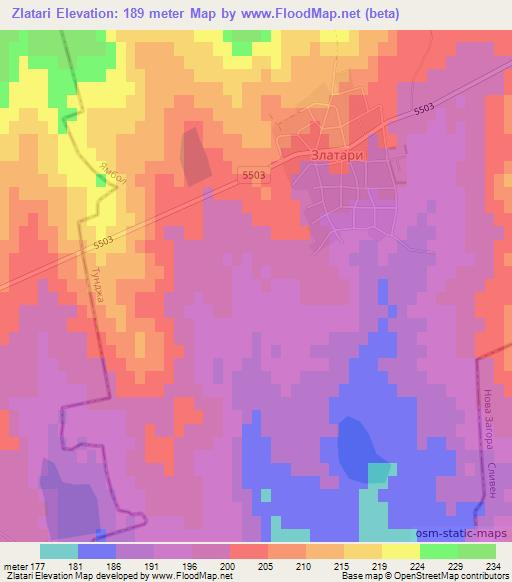 Zlatari,Bulgaria Elevation Map