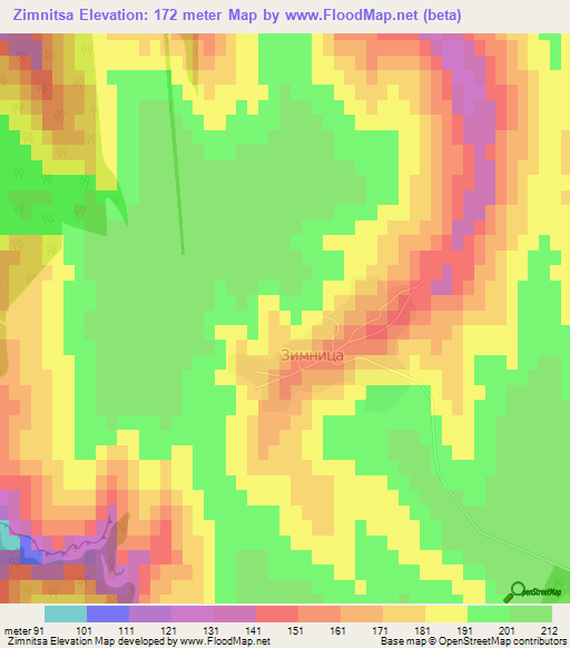 Zimnitsa,Bulgaria Elevation Map