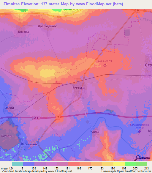 Zimnitsa,Bulgaria Elevation Map