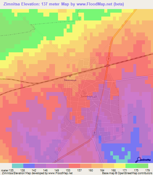 Zimnitsa,Bulgaria Elevation Map