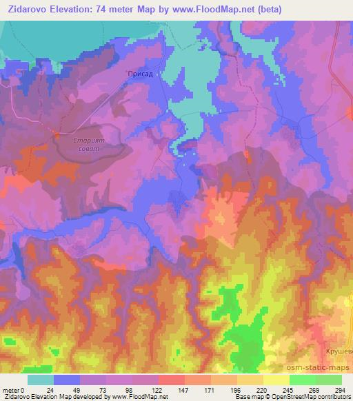 Zidarovo,Bulgaria Elevation Map