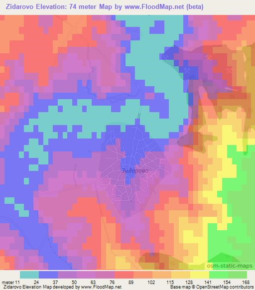 Zidarovo,Bulgaria Elevation Map