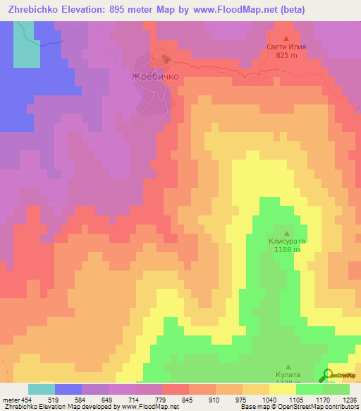 Zhrebichko,Bulgaria Elevation Map