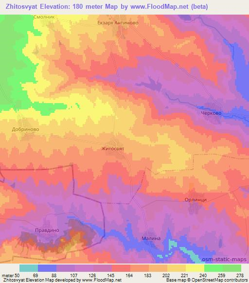 Zhitosvyat,Bulgaria Elevation Map