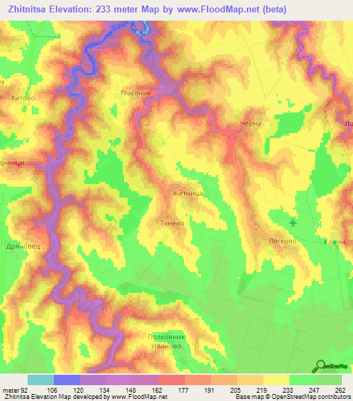 Zhitnitsa,Bulgaria Elevation Map