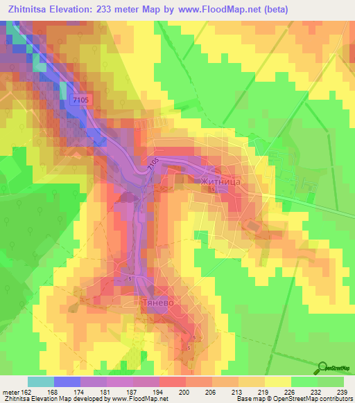 Zhitnitsa,Bulgaria Elevation Map