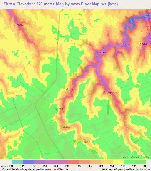 Zhiten,Bulgaria Elevation Map