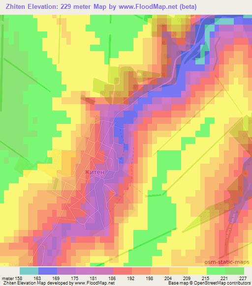 Zhiten,Bulgaria Elevation Map