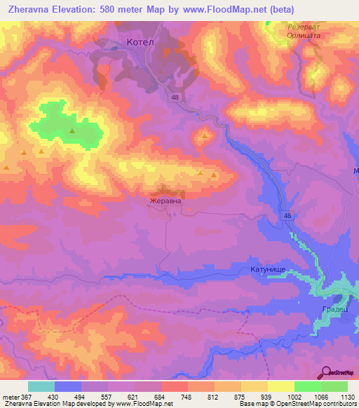 Zheravna,Bulgaria Elevation Map