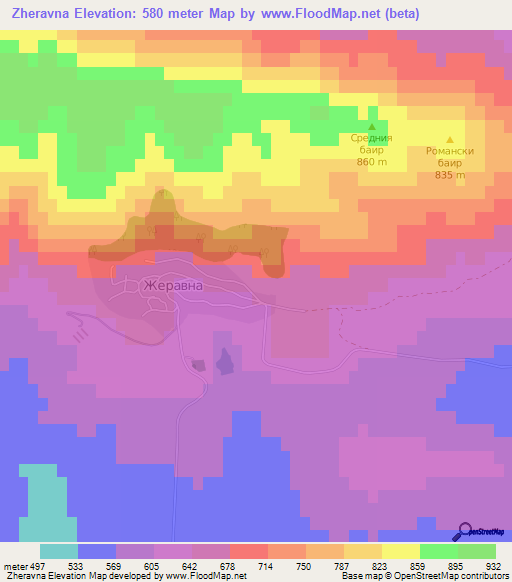 Zheravna,Bulgaria Elevation Map