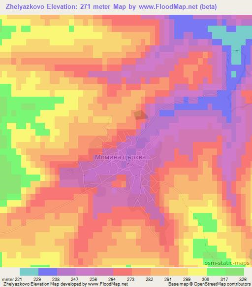 Zhelyazkovo,Bulgaria Elevation Map