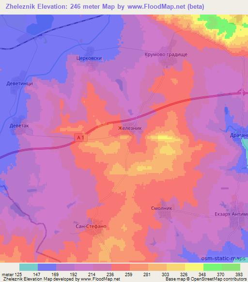 Zheleznik,Bulgaria Elevation Map