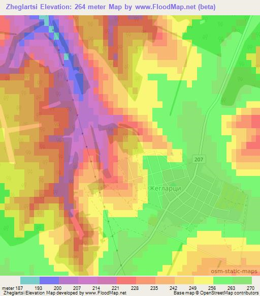 Zheglartsi,Bulgaria Elevation Map