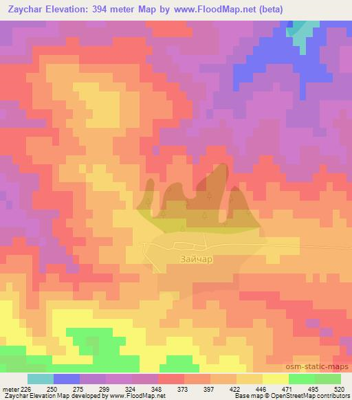 Zaychar,Bulgaria Elevation Map