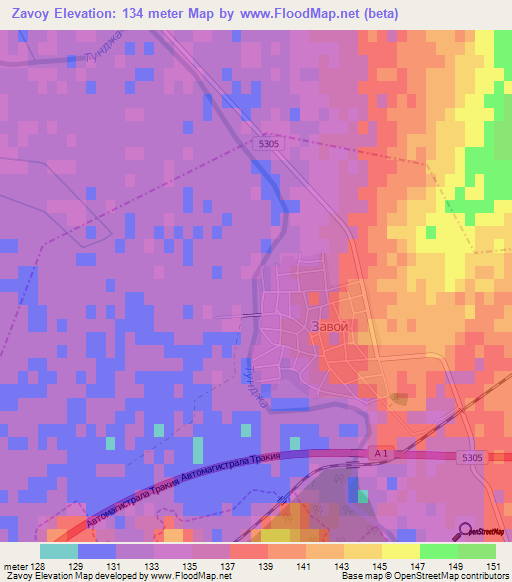 Zavoy,Bulgaria Elevation Map