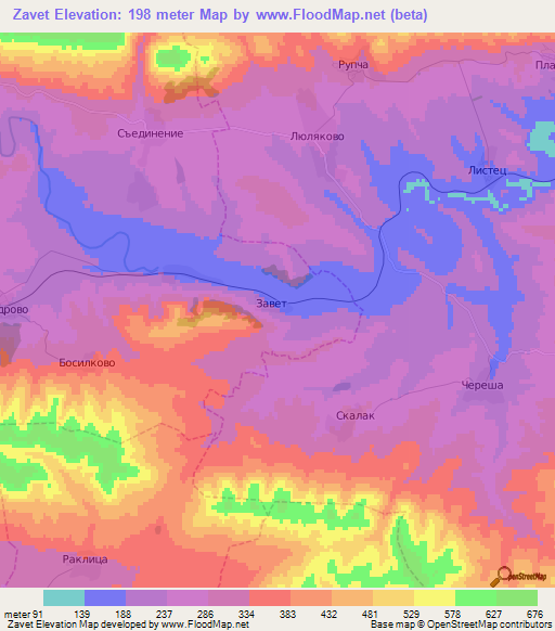 Zavet,Bulgaria Elevation Map