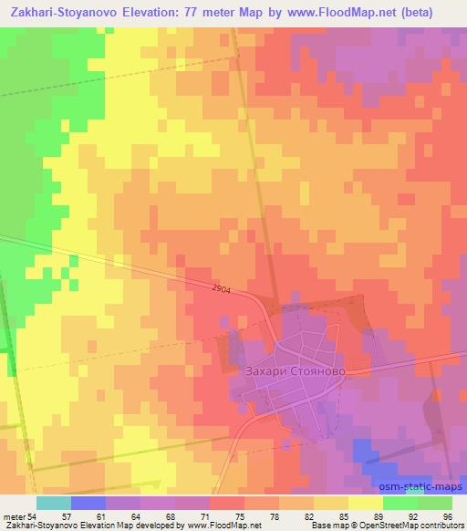 Zakhari-Stoyanovo,Bulgaria Elevation Map