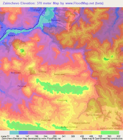 Zaimchevo,Bulgaria Elevation Map