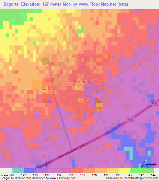 Zagortsi,Bulgaria Elevation Map