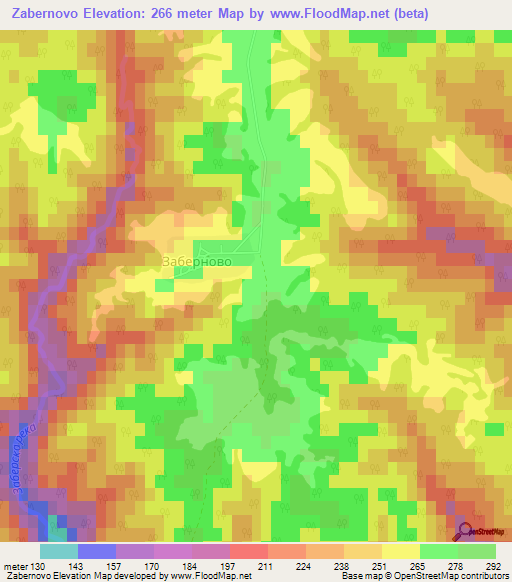 Zabernovo,Bulgaria Elevation Map