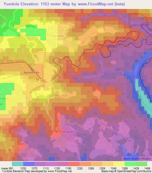 Yundola,Bulgaria Elevation Map