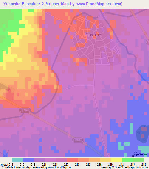 Yunatsite,Bulgaria Elevation Map