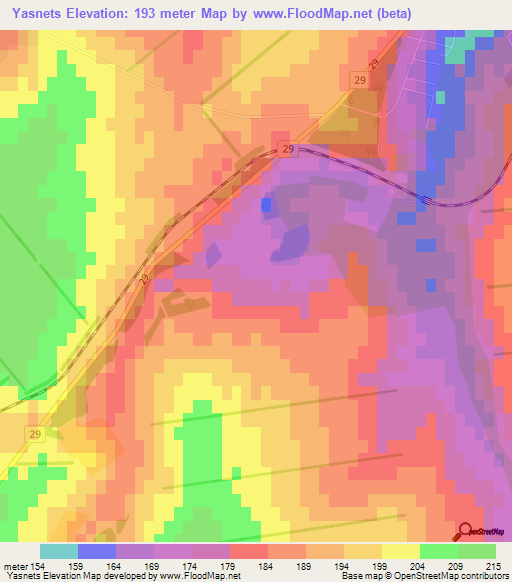 Yasnets,Bulgaria Elevation Map