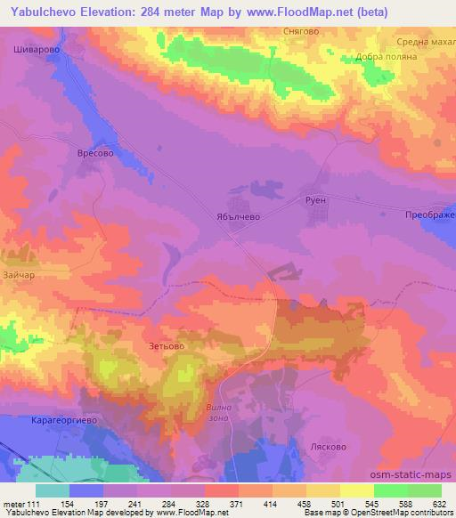 Yabulchevo,Bulgaria Elevation Map