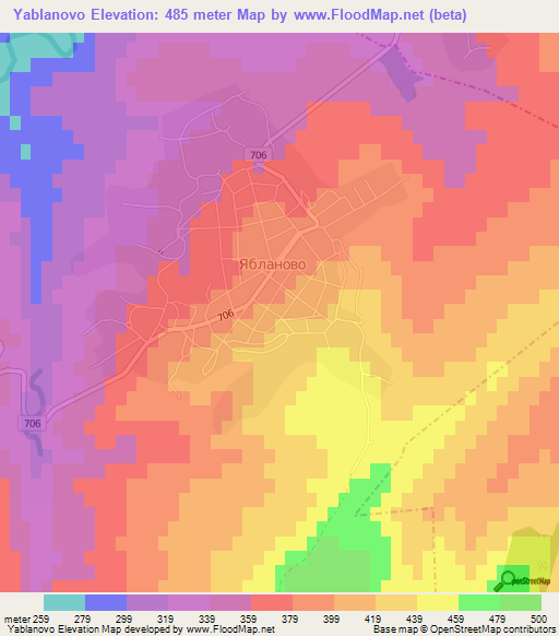 Yablanovo,Bulgaria Elevation Map