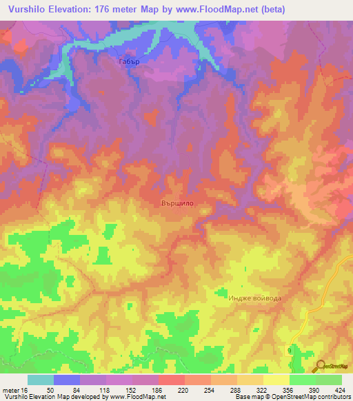 Vurshilo,Bulgaria Elevation Map