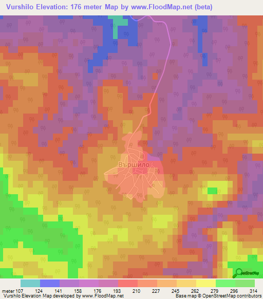 Vurshilo,Bulgaria Elevation Map