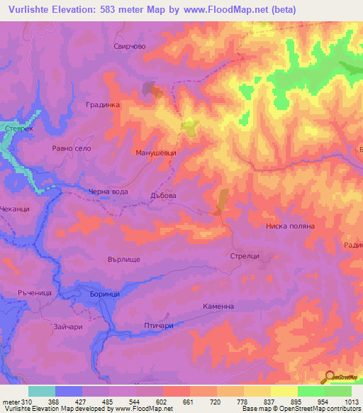 Vurlishte,Bulgaria Elevation Map