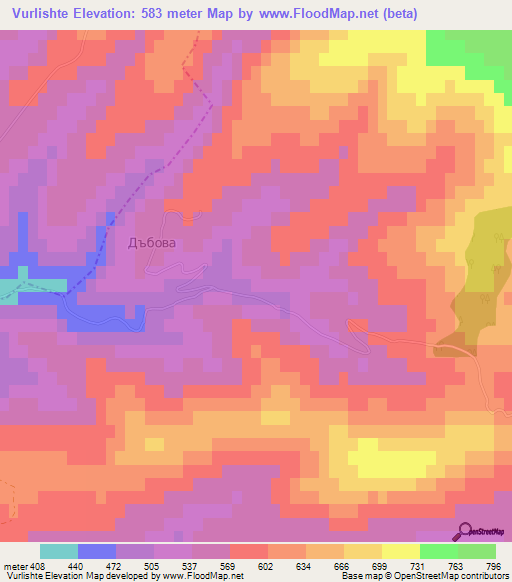 Vurlishte,Bulgaria Elevation Map