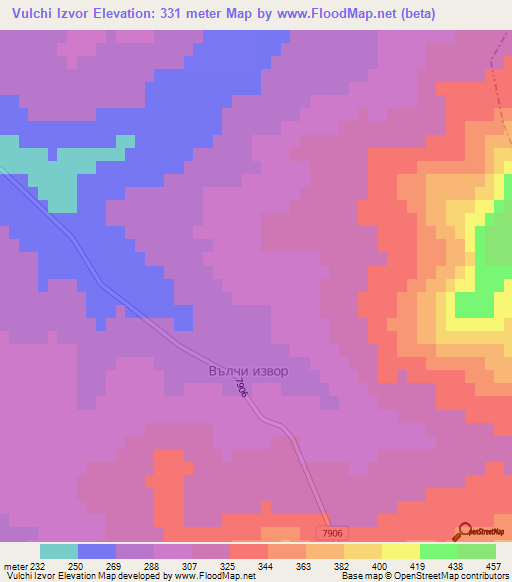 Vulchi Izvor,Bulgaria Elevation Map