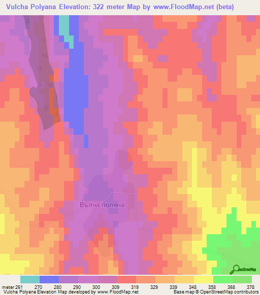 Vulcha Polyana,Bulgaria Elevation Map