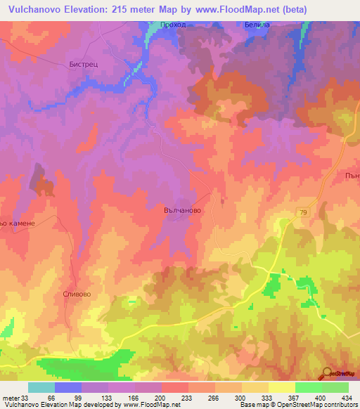 Vulchanovo,Bulgaria Elevation Map