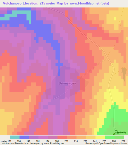 Vulchanovo,Bulgaria Elevation Map