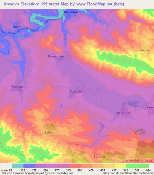 Vresovo,Bulgaria Elevation Map