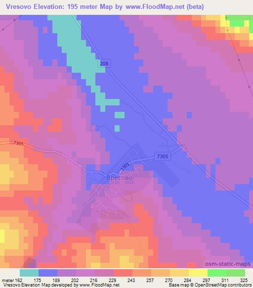 Vresovo,Bulgaria Elevation Map