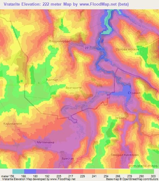 Vratarite,Bulgaria Elevation Map