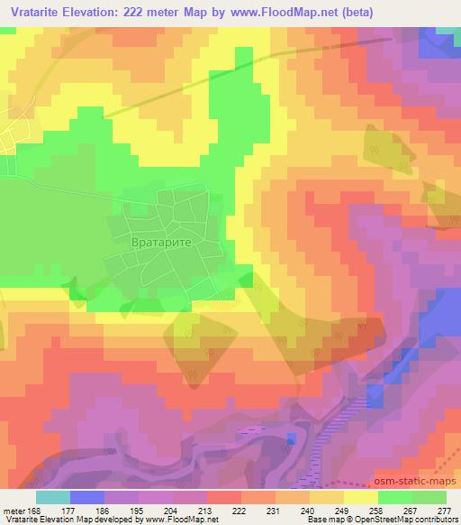 Vratarite,Bulgaria Elevation Map