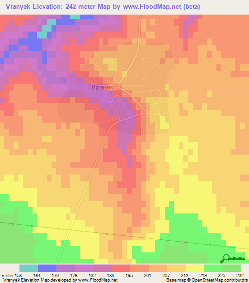 Vranyak,Bulgaria Elevation Map