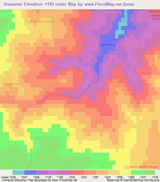 Vranentsi,Bulgaria Elevation Map