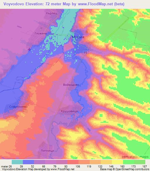 Voyvodovo,Bulgaria Elevation Map